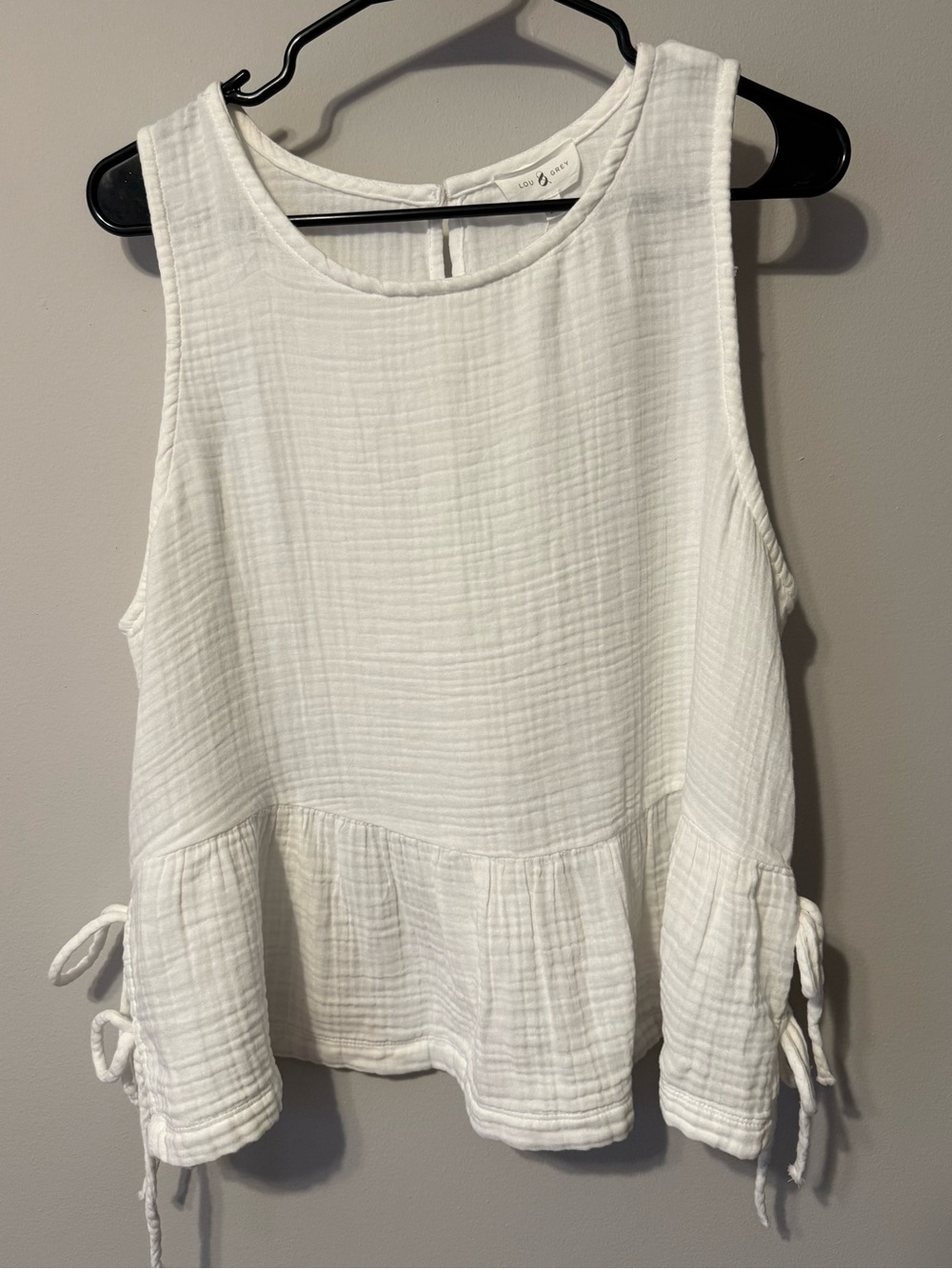 Lou & Grey White Sleeveless Peplum Tank with Side Ties